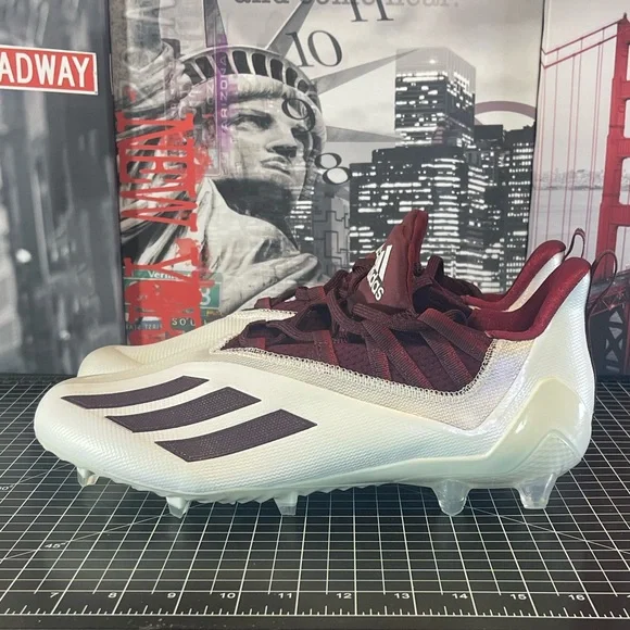 Adidas Adizero 21 Football Cleats Maroon White Men's Size 12 US FY8350 NEW - Picture 7 of 12
